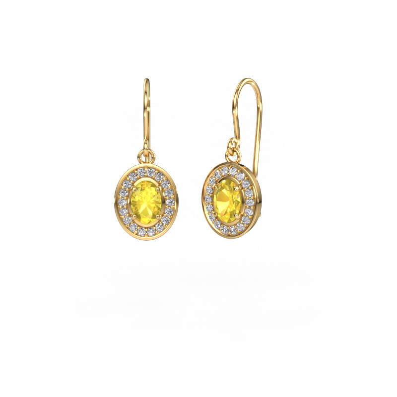Image de Pendants d'oreilles Layne 1 585 or jaune Saphir jaune 6.5x4.5 mm