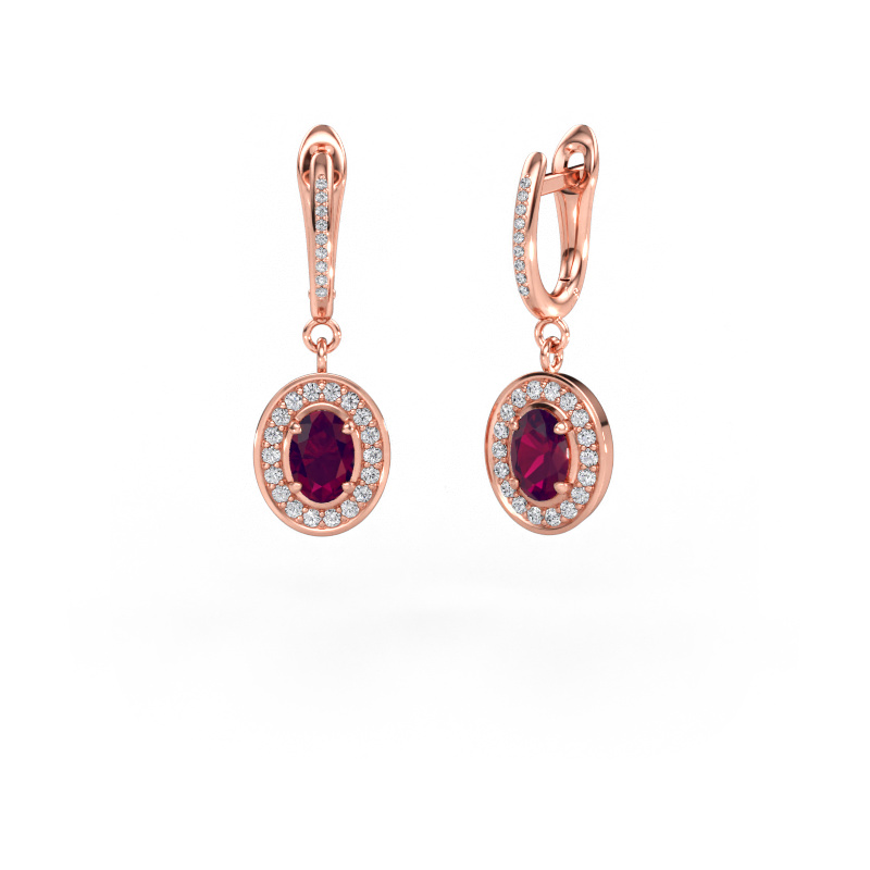 Immagine di Orecchini pendenti Layne 2 585 oro rosa Rodolite 7x5 mm