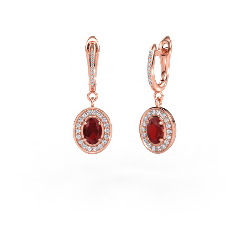 Immagine di Orecchini pendenti Layne 2 585 oro rosa Rubino 7x5 mm