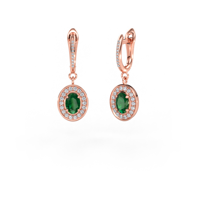 Immagine di Orecchini pendenti Layne 2 585 oro rosa Smeraldo 7x5 mm