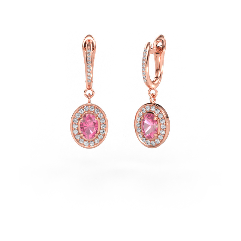 Immagine di Orecchini pendenti Layne 2 585 oro rosa Zaffiro rosa 7x5 mm