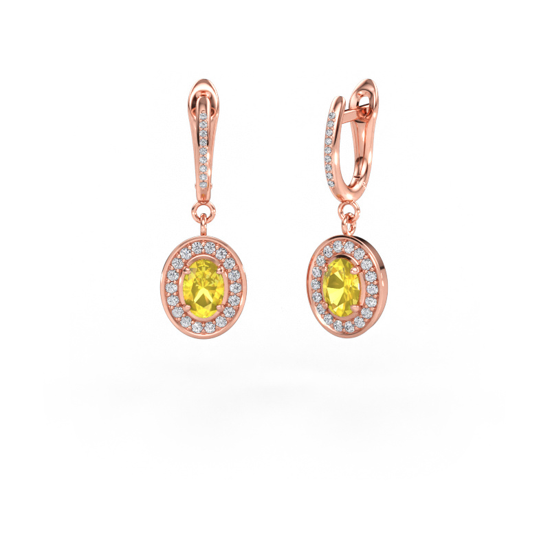 Image de Pendants d'oreilles Layne 2 585 or rose Saphir jaune 7x5 mm