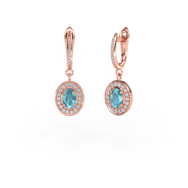 Immagine di Orecchini pendenti Layne 2 585 oro rosa Topazio blu 7x5 mm