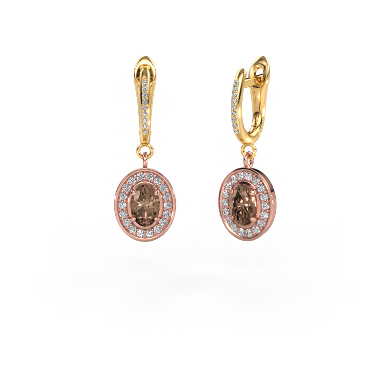 Image of Drop earrings Layne 2 585 rose gold Brown diamond 1.790 crt