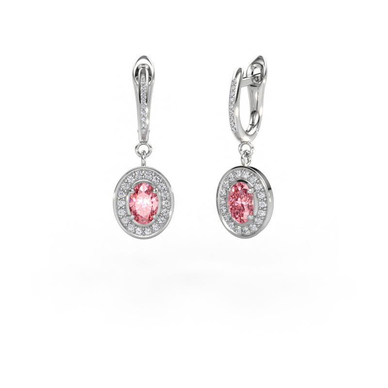 Image of Drop earrings Layne 2 950 platinum Pink lab grown diamond 7x5 mm