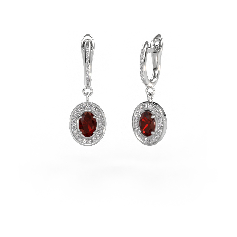 Image of Drop earrings Layne 2 950 platinum Garnet 7x5 mm