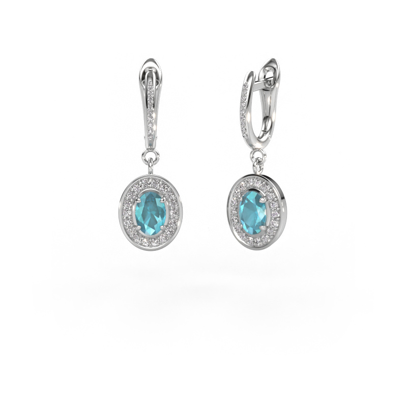 Image of Drop earrings Layne 2 950 platinum Blue topaz 7x5 mm