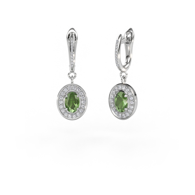 Image de Pendants d'oreilles Layne 2 950 platine Vert tourmaline 7x5 mm