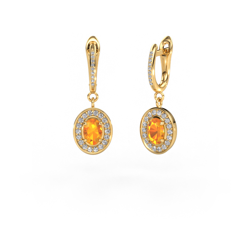 Image of Drop earrings Layne 2 585 gold Citrin 7x5 mm