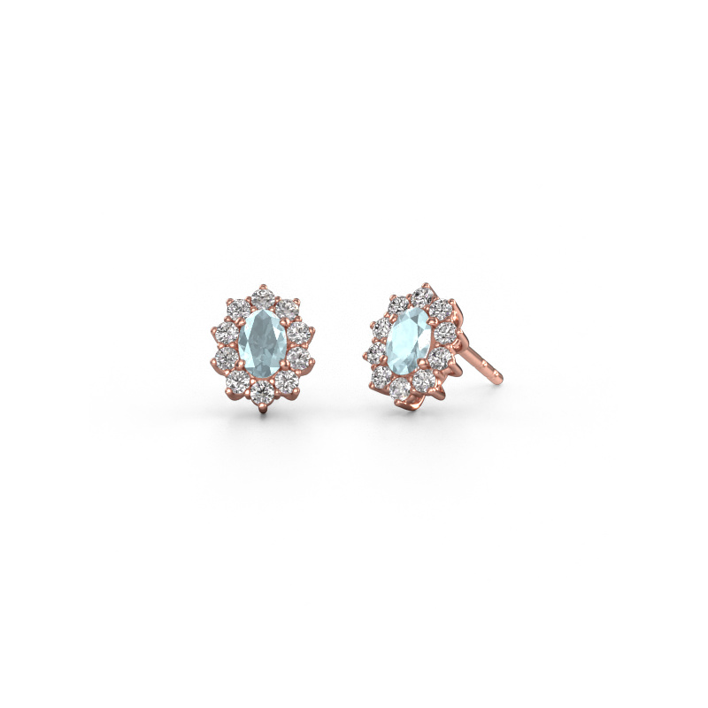 Image of Earrings Leesa 585 rose gold Aquamarine 6x4 mm