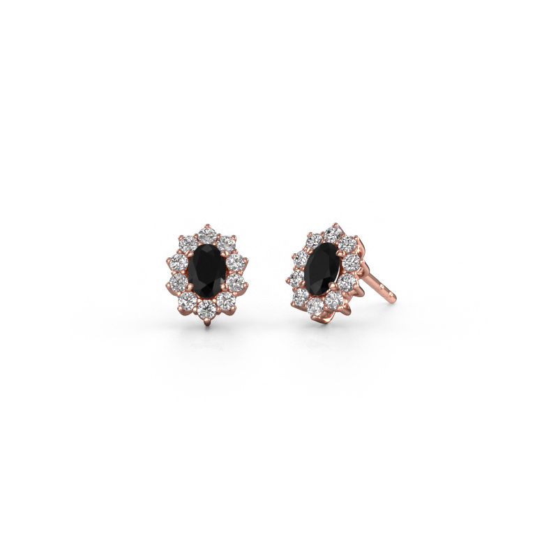 Image de Boucles d'oreilles Leesa 585 or rose Diamant noir 1.800 crt