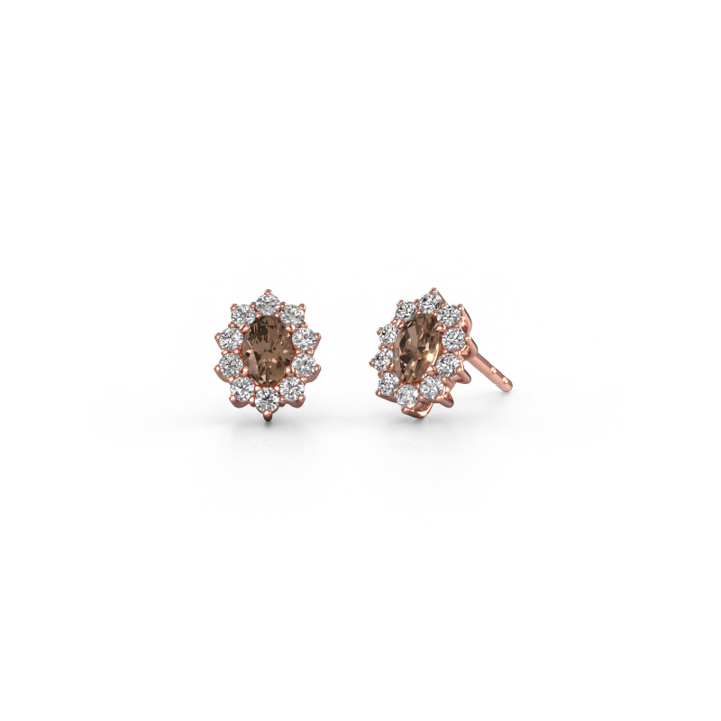Image of Earrings Leesa 585 rose gold Brown diamond 1.40 crt