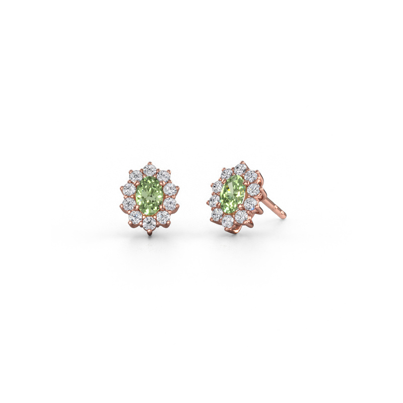 Afbeelding van Oorbellen Leesa 585 Rosé goud Groene lab grown diamant 6x4 mm