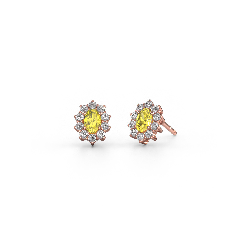 Image de Boucles d'oreilles Leesa 585 or rose Diamants synthétiques jaune 6x4 mm