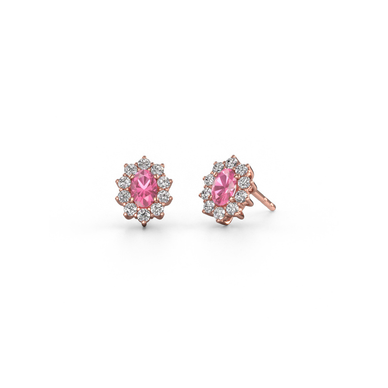 Image of Earrings Leesa 585 rose gold Pink sapphire 6x4 mm