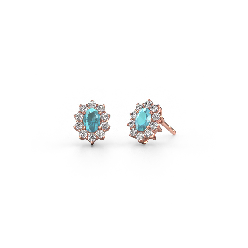 Bild von Ohrringe Leesa 585 Roségold Blau Topas 6x4 mm