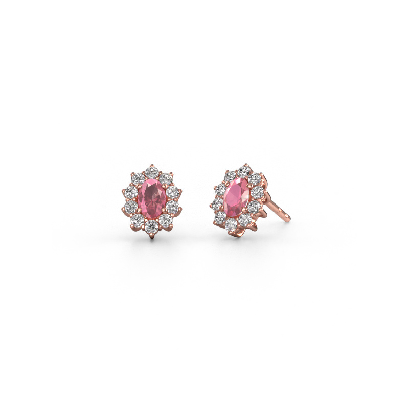 Image of Earrings Leesa 585 rose gold Tourmaline pink 6x4 mm
