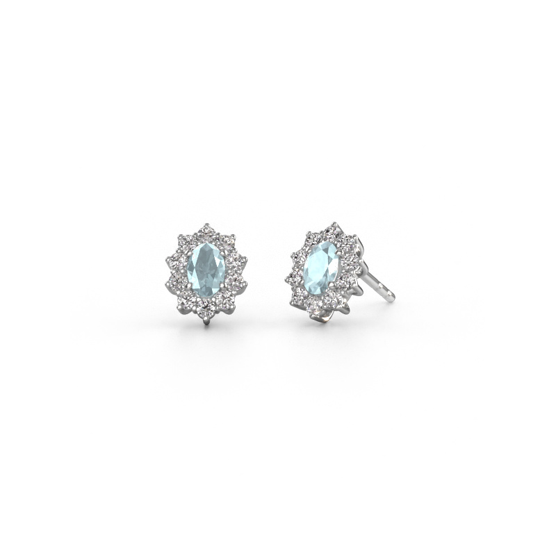 Image of Earrings Leesa 585 white gold Aquamarine 6x4 mm