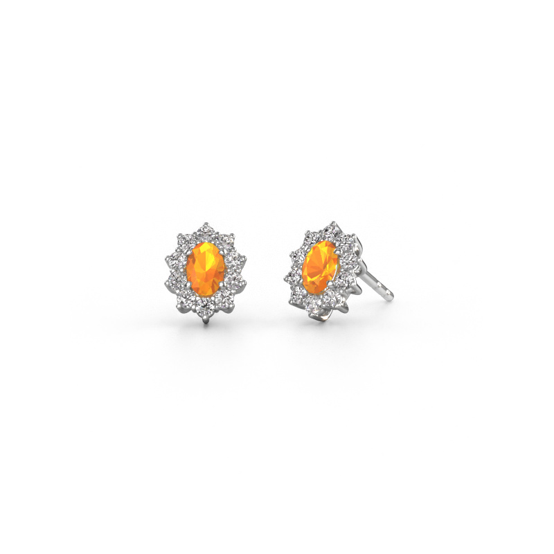 Image of Earrings Leesa 585 white gold Citrin 6x4 mm