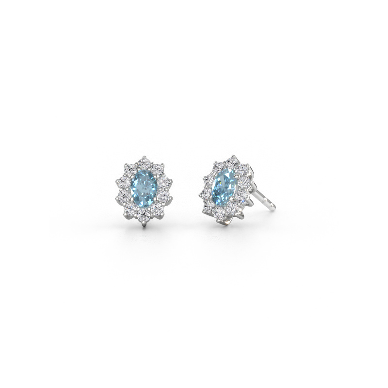 Immagine di Orecchini Leesa 585 oro bianco Diamante lab grown blu 6x4 mm