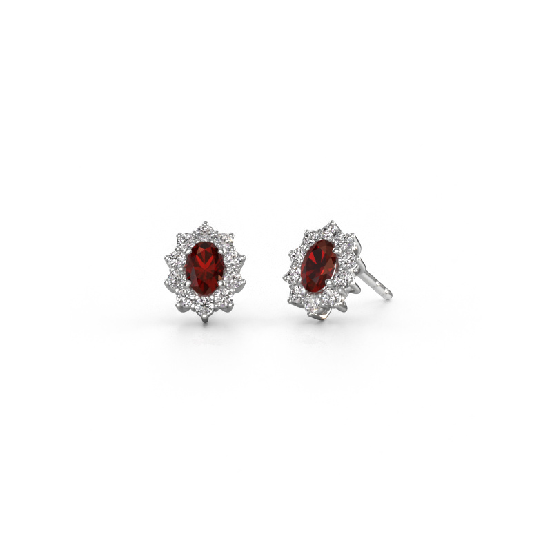 Image of Earrings Leesa 585 white gold Garnet 6x4 mm