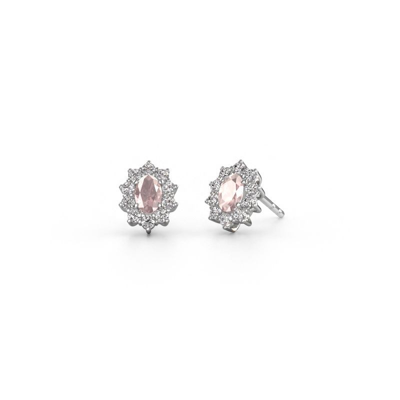Image de Boucles d'oreilles Leesa 585 or blanc Champagne morganite 6x4 mm