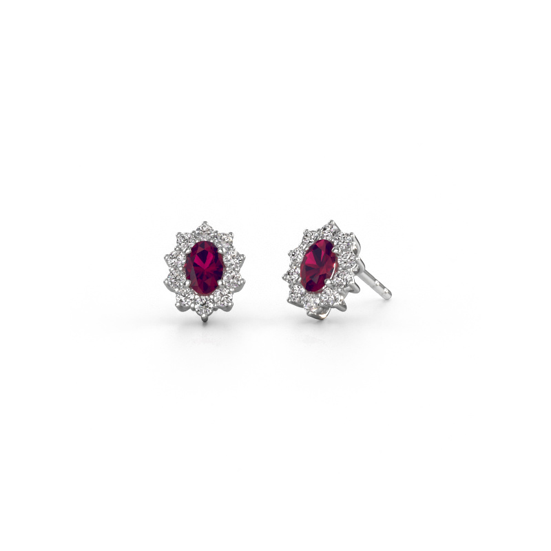 Image of Earrings Leesa 585 white gold Rhodolite 6x4 mm