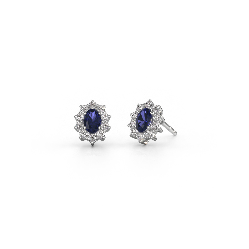 Image of Earrings Leesa 585 white gold Sapphire 6x4 mm
