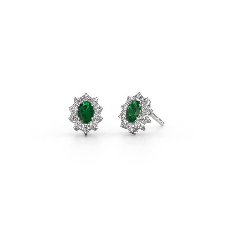 Bild von Ohrringe Leesa 585 Weißgold Smaragd 6x4 mm