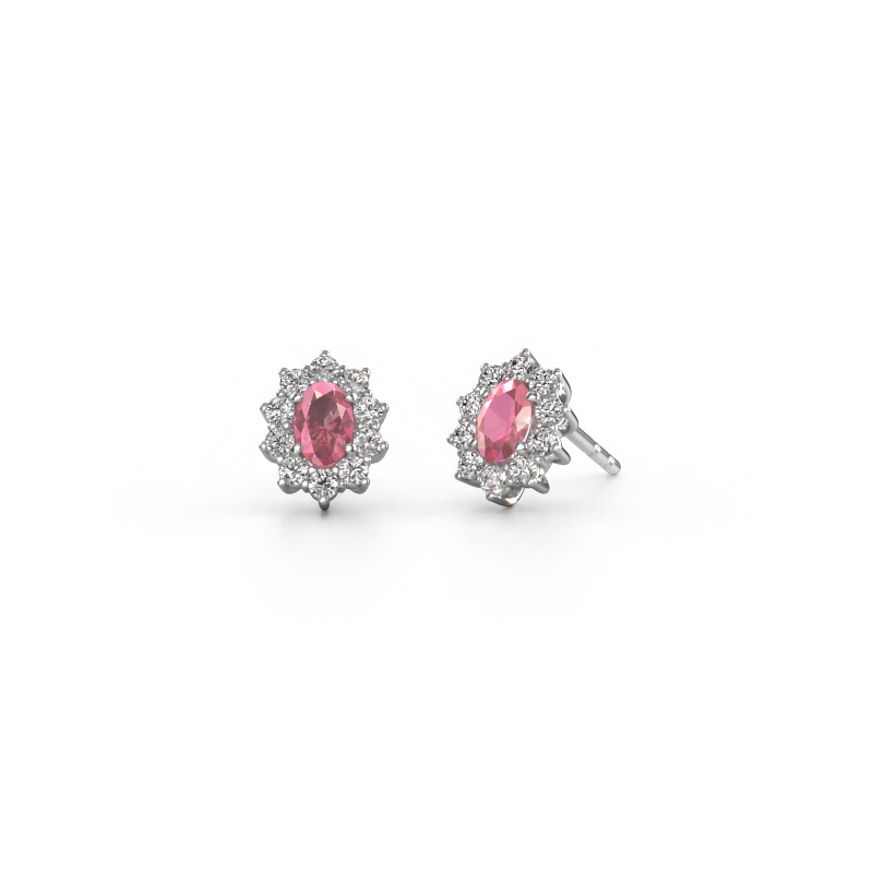 Image of Earrings Leesa 585 white gold Tourmaline pink 6x4 mm