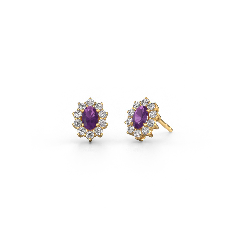 Image of Earrings Leesa 585 gold Amethyst 6x4 mm