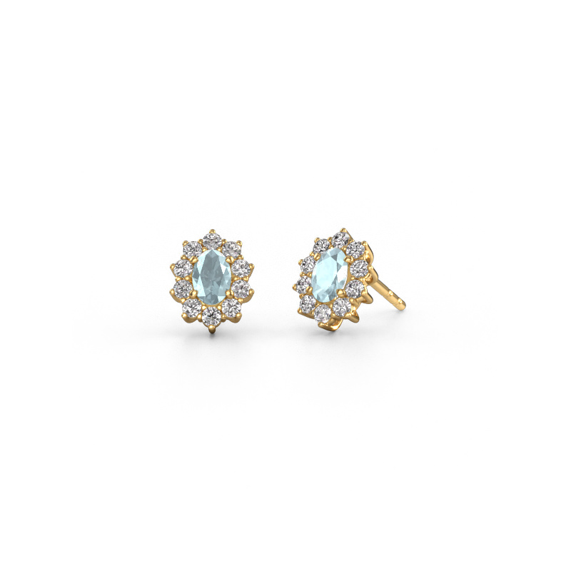 Image of Earrings Leesa 585 gold Aquamarine 6x4 mm