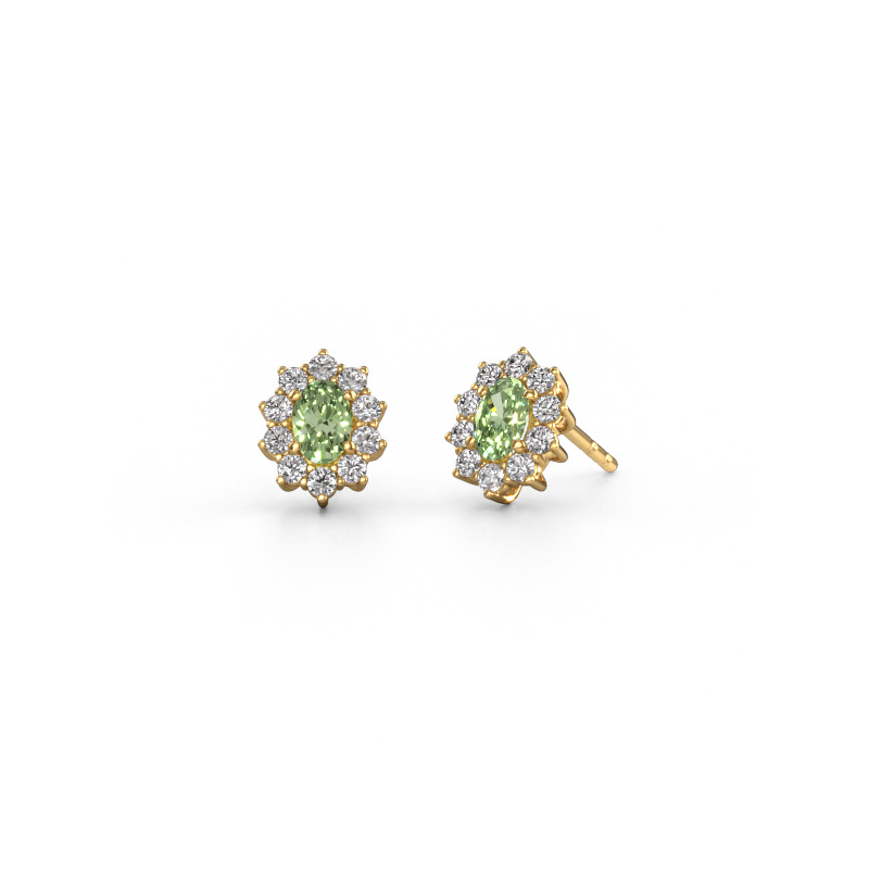 Image de Boucles d'oreilles Leesa 585 or jaune Diamants synthétiques vert 6x4 mm