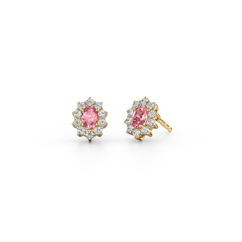 Image of Earrings Leesa 585 gold Pink lab grown diamond 6x4 mm