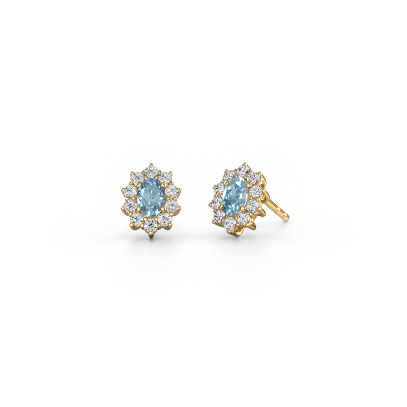 Bild von Ohrringe Leesa 585 Gold Blauer Labordiamant 6x4 mm