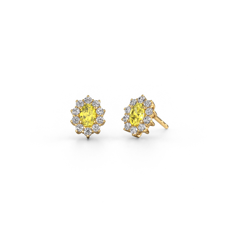 Image de Boucles d'oreilles Leesa 585 or jaune Diamants synthétiques jaune 6x4 mm