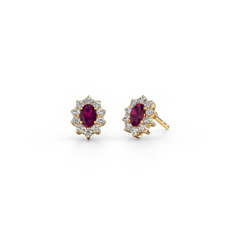 Image of Earrings Leesa 585 gold Rhodolite 6x4 mm