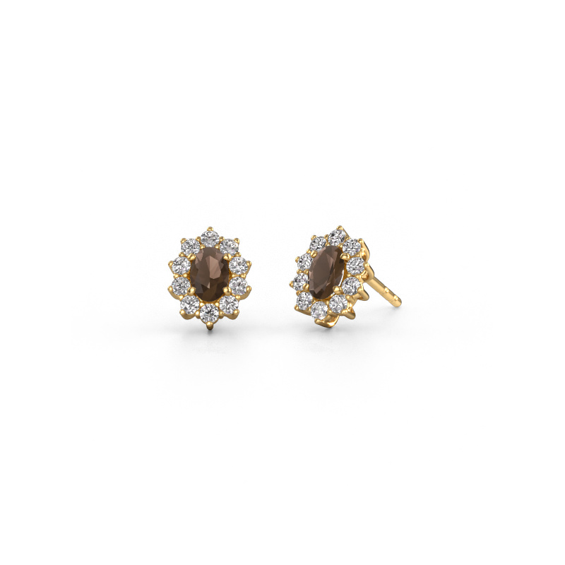 Image of Earrings Leesa 585 gold Smokey quartz 6x4 mm
