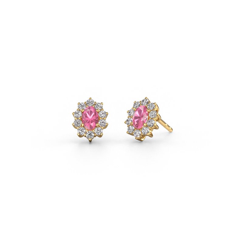Image of Earrings Leesa 585 gold Pink sapphire 6x4 mm