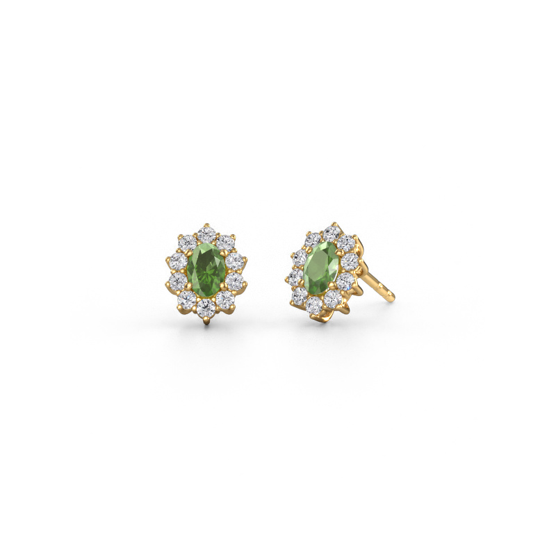 Afbeelding van Oorbellen Leesa 585 Goud Toermalijn groen 6x4 mm
