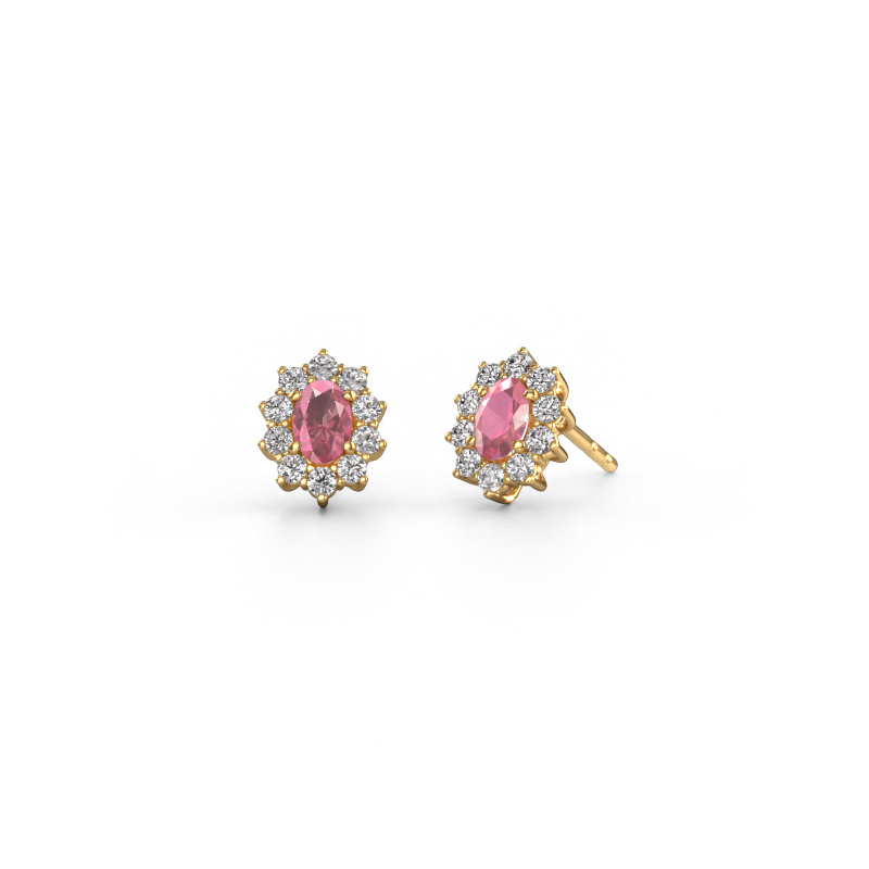 Image of Earrings Leesa 585 gold Tourmaline pink 6x4 mm
