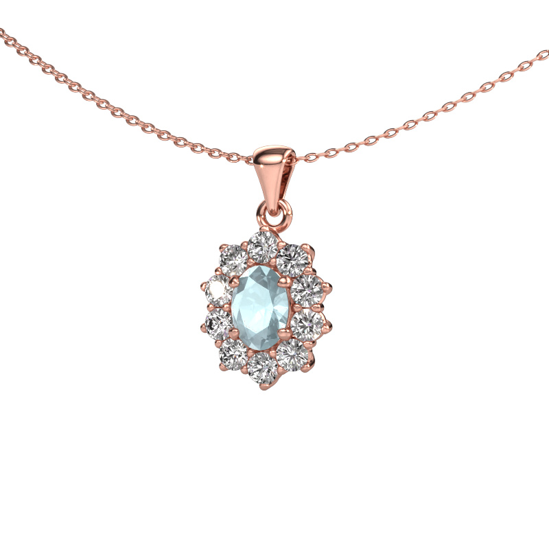Image of Pendant Leesa 585 rose gold Aquamarine 7x5 mm