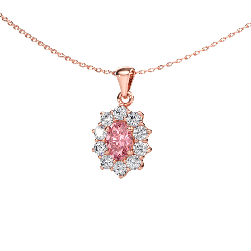Bild av Hänge Leesa 585 roséguld Rosa labbodlad diamant 7x5 mm