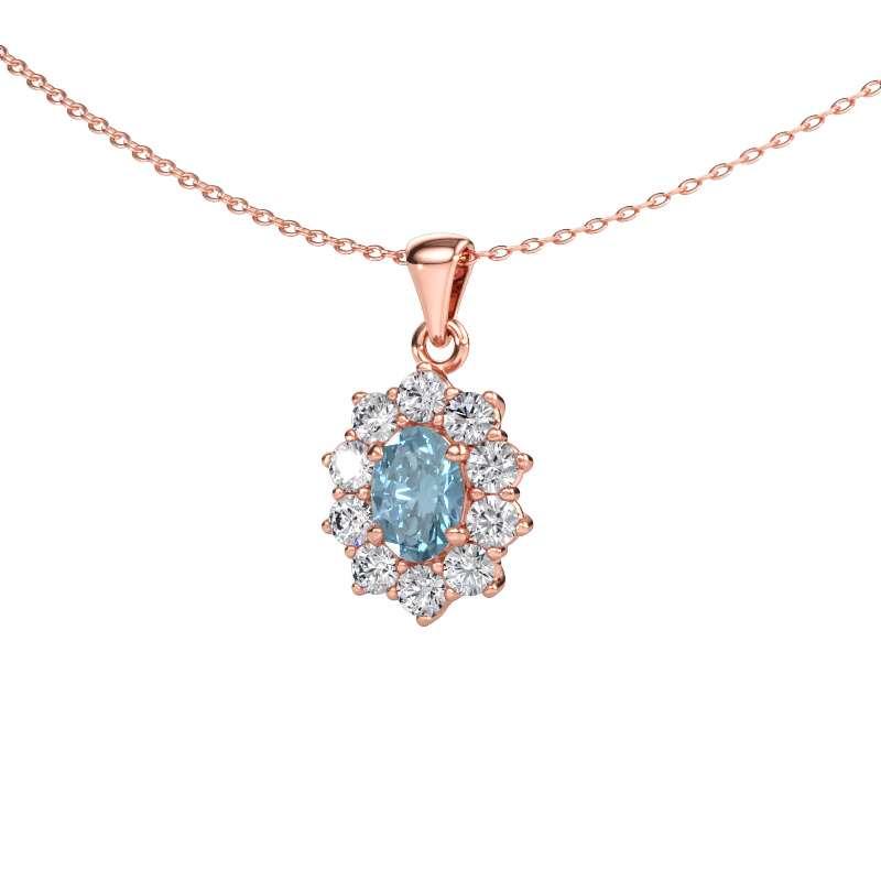 Immagine di Ciondolo Leesa 585 oro rosa Diamante lab grown blu 7x5 mm