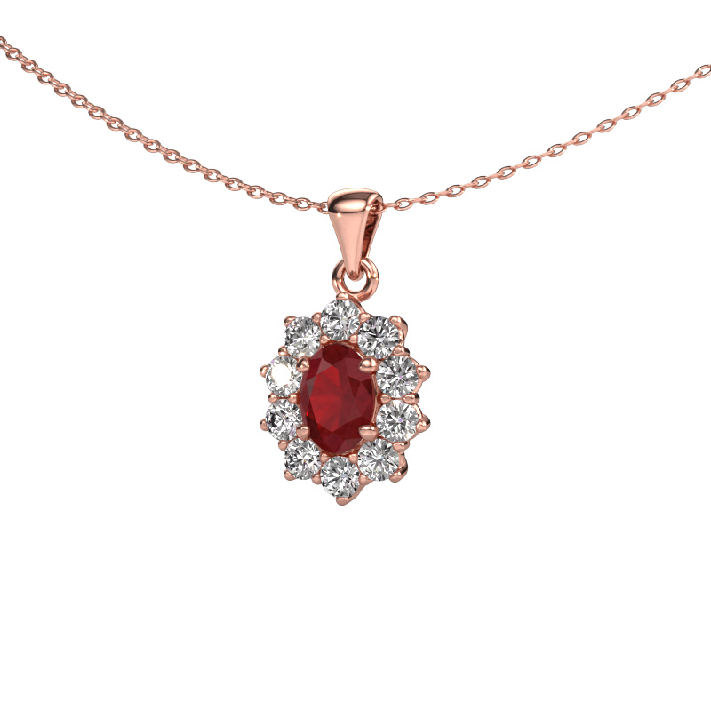 Image of Pendant Leesa 585 rose gold Ruby 7x5 mm