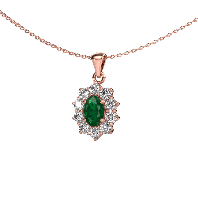 Image of Pendant Leesa 585 rose gold Emerald 7x5 mm