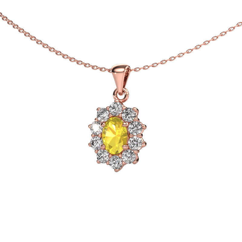 Image of Pendant Leesa 585 rose gold Yellow sapphire 7x5 mm