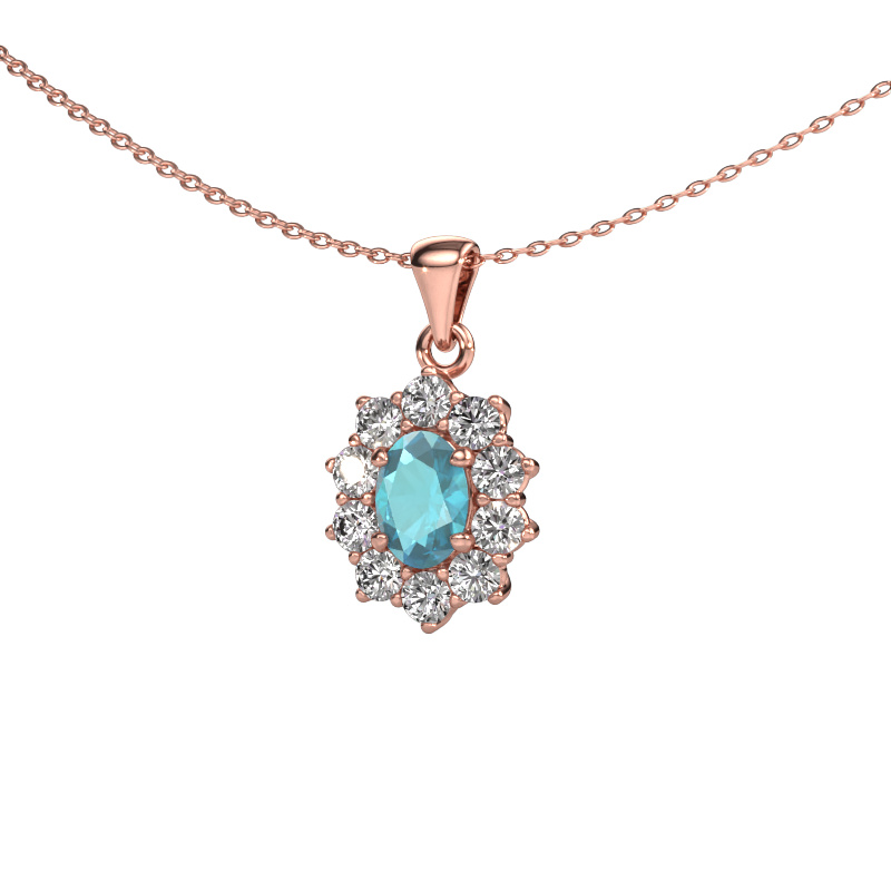 Image of Pendant Leesa 585 rose gold Blue topaz 7x5 mm
