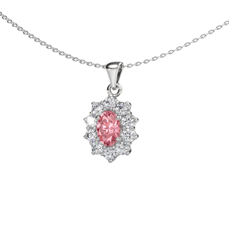 Image de Pendentif Leesa 585 or blanc Diamant synthétique roze 7x5 mm