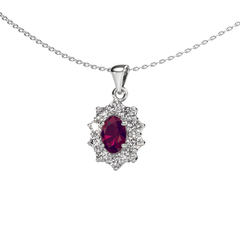 Image of Pendant Leesa 585 white gold Rhodolite 7x5 mm